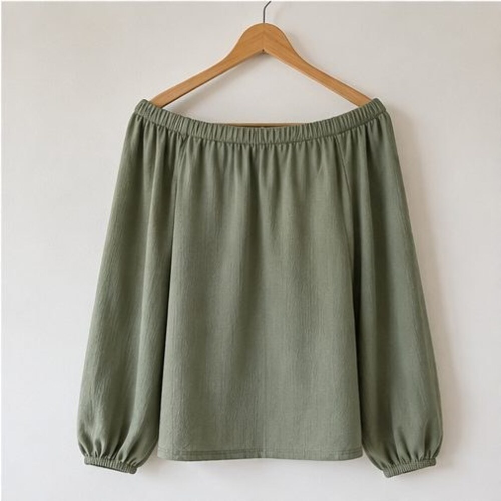 Sage Off Shoulder Balloon Top